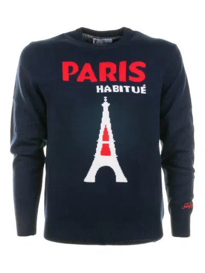 Mc2 Saint Barth Stylised Crew Neck Sweater In Black