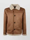 Mc2 Saint Barth Faux Shearling Jacket With Classic Button Closure And Front Pockets In Brown