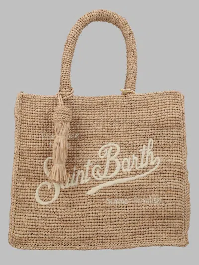 Mc2 Saint Barth Stylish Raffia Handbag For Women - Ss26 Collection In Neutral