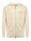 Mc2 Saint Barth Logo-embroidered Knitted Hoodie In Beige