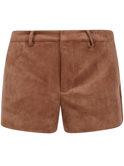 Mc2 Saint Barth Suede Shorts "elva" In Brown