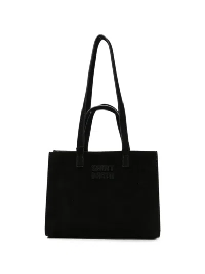 Mc2 Saint Barth Suede Tote Bag In Black