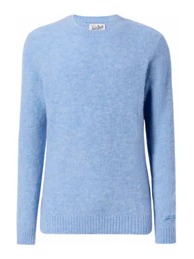 Mc2 Saint Barth Regent Light Blue Stretch Alpaca Sweater
