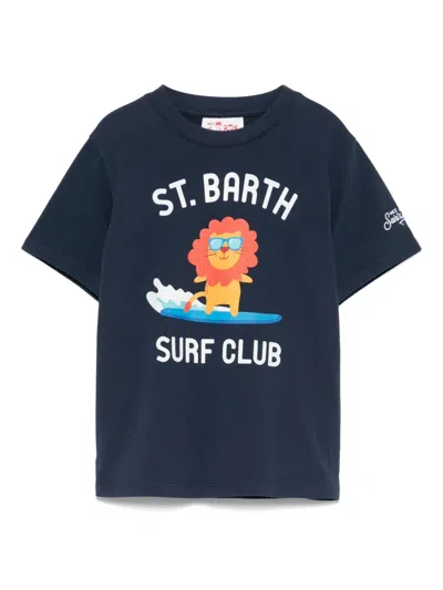 Mc2 Saint Barth Kids' Surfin Leo T-shirt In Blue