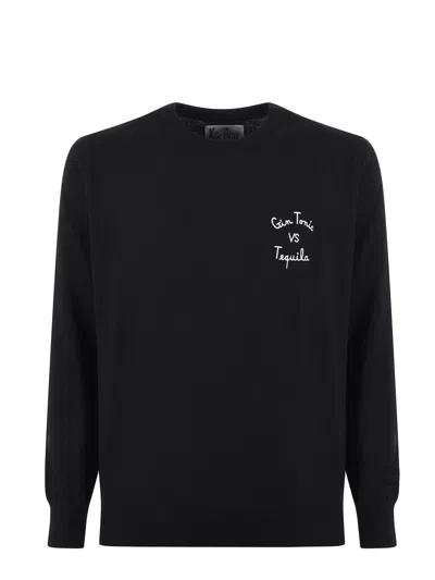 Mc2 Saint Barth Sweater In Wool And Cashmere Blend In Black