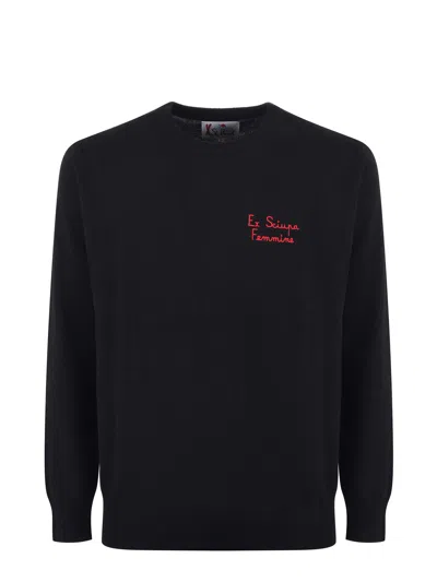 Mc2 Saint Barth Sweater In Wool And Cashmere Blend In Black