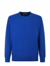 Mc2 Saint Barth Man Crewneck Bluette Sweater With St. Barth Embroidery