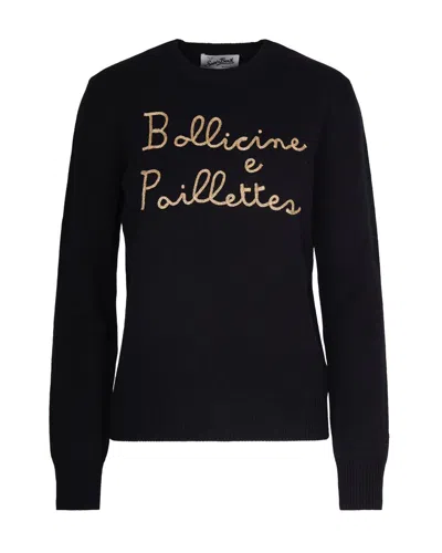 Mc2 Saint Barth Maglia New Queen Bollicine E Paillettes Nera In Black