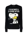 Mc2 Saint Barth Woman Crewneck Black Sweater With Snoopy And Woodstock Print Snoopy Peanuts Special Edition In Black
