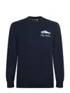 Mc2 Saint Barth Crew Neck Jumper With Vintage Car Embroidery In Blue