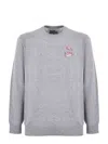 Mc2 Saint Barth Grey Crewneck Sweater With Cigarette Print In Gray