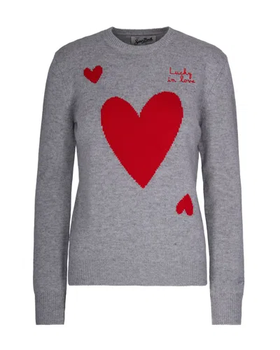 Mc2 Saint Barth Maglia New Queen Lucky In Love Grigia In Animal Print