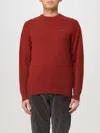 Mc2 Saint Barth Man Crewneck Orange Sweater With St. Barth Embroidery In Burnt
