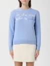 Mc2 Saint Barth Light Blue Embroidered Wool Blend New Queen Sweater In Blue