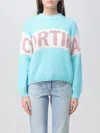 Mc2 Saint Barth Woman Boxy Shape Soft Sweater With Cortina Jacquard In Sky Blue
