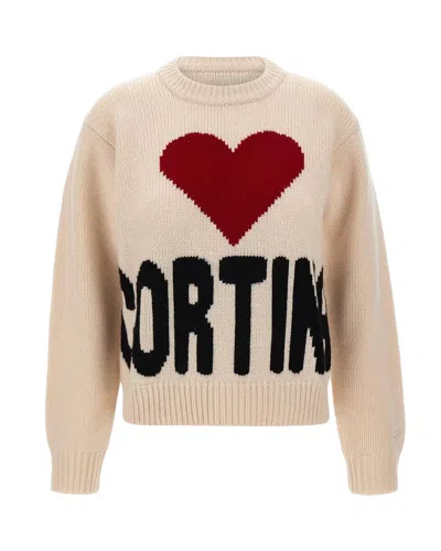 Mc2 Saint Barth Maglione Kyla Con Jacquard Cortina Beige In Animal Print