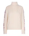 Mc2 Saint Barth Ivory Adler Turtleneck Sweater With Lurex Embroidery In White