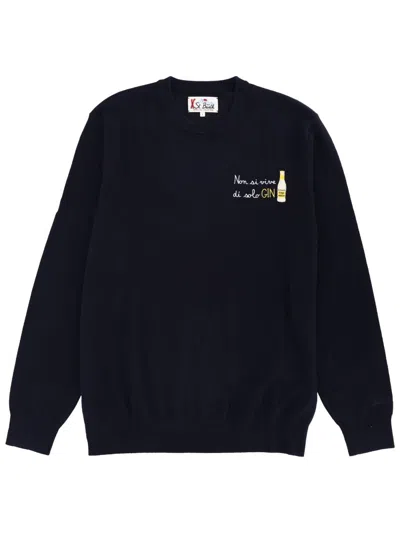 Mc2 Saint Barth Sweater Crew Neck Embroidered Detail Long Sleeves In Black