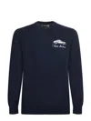 Mc2 Saint Barth Crew Neck Jumper With Vintage Car Embroidery In Blue