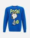 Mc2 Saint Barth Man Crewneck Sweater With Snoopy Padel Jacquard Snoopy - ©peanuts Special Edition In Blue