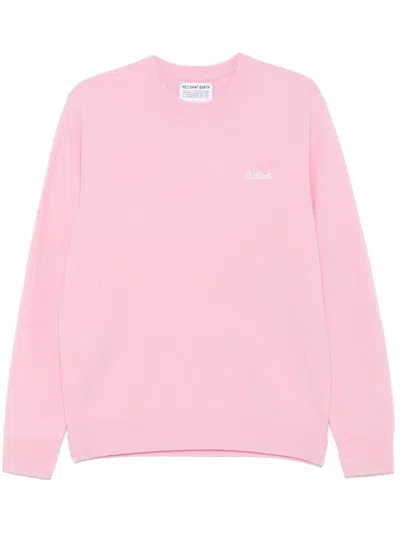 MC2 SAINT BARTH MC2 SAINT BARTH REGENT PINK WOOL SWEATER WITH LOGO EMBROIDERY