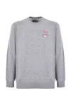 Mc2 Saint Barth Grey Crewneck Sweater With Cigarette Print In Gray