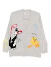 Mc2 Saint Barth Cartoon Donegal Cardigan In Gray