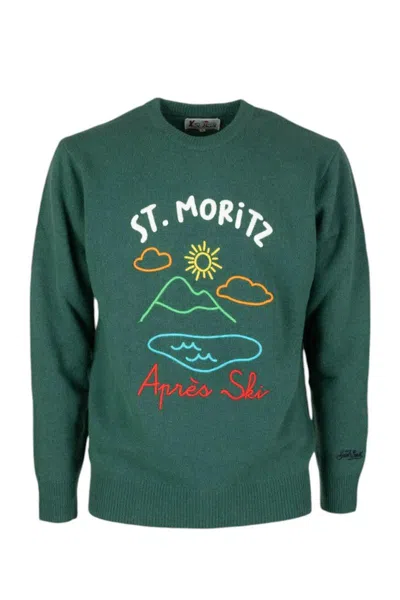 Mc2 Saint Barth Pattern Intarsia Knitted Crewneck Jumper In Green