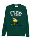 Mc2 Saint Barth Green Wool-cashmere Sweatshirt With Playful Graphic In Green