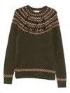 Mc2 Saint Barth Multicolor Knit Crew Neck Sweater With Embroidery Detail In Green