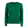 Mc2 Saint Barth Green Crewneck Sweater With St. Barth Embroidery In Green