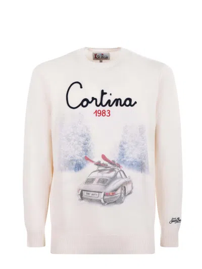 Mc2 Saint Barth Print-graphic Embroidered-cortina Sweatshirt In Neutral