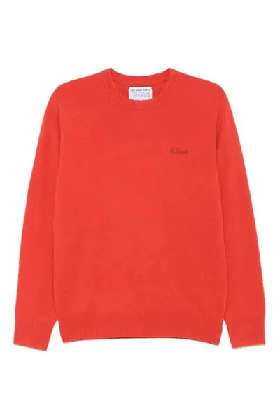 Mc2 Saint Barth Logo-embroidered Crew-neck Jumper In Orange