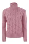Mc2 Saint Barth Women's Giverny - Cable-knit Turtleneck Jumper Sweater In Pink