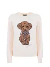 Mc2 Saint Barth Dog-motif Bow Sweater In Neutral