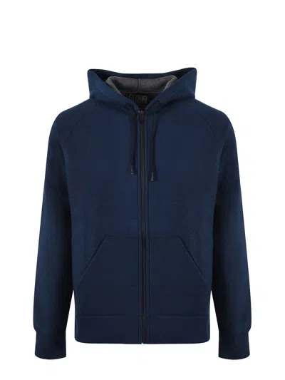 Mc2 Saint Barth Sweatshirt With Zip And Integrated Hood In Blue