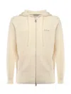Mc2 Saint Barth Logo-embroidered Knitted Hoodie In Beige