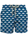 Mc2 Saint Barth Printed Mid-length Swim Shorts With Elastic Waistband And Side Pockets In Multicolour