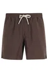 Mc2 Saint Barth Swim Short Garment Dyed In Brown