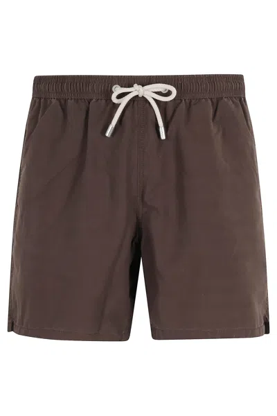 Mc2 Saint Barth Swim Short Garment Dyed In Brown
