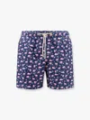 Mc2 Saint Barth Recycled Nylon Swim Trunk With Padel Elephant Print In Blue