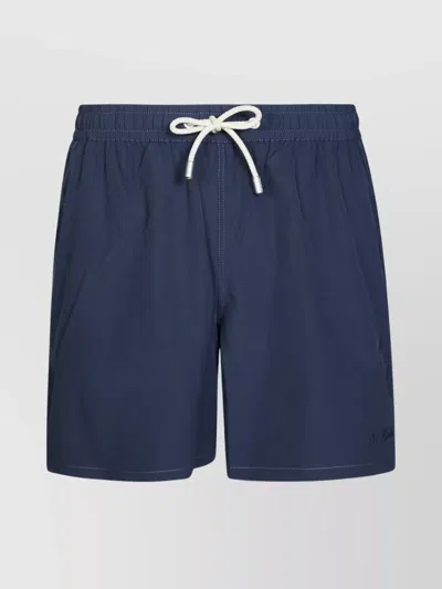 Mc2 Saint Barth Swim Trunks With Elastic Waistband And Eyelet Detailing In Blue