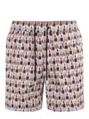 Mc2 Saint Barth Man Lightweight Fabric Swim-shorts Lighting Micro Fantasy With Whisky And Cigars Print