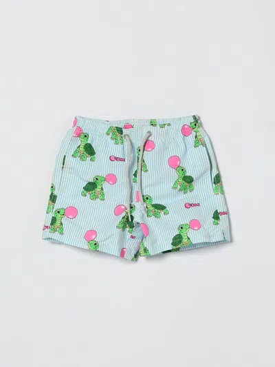Mc2 Saint Barth Kids'  Printed Boxer Swim Trunks In Blue