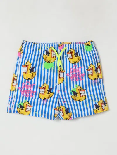 Mc2 Saint Barth Kids' X Crypto Puppets Jean Swim Shorts In Blue