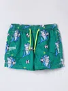 Mc2 Saint Barth Jean Lighting Green Swim Shorts With Elastic Drawstring Waist And All-over Print In Tech Fabric Boy In グリーン