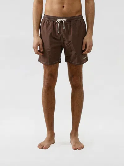 Mc2 Saint Barth Beach Shorts With Logo In Brown
