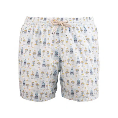 Mc2 Saint Barth Swimsuit With Fancy Pockets Gin Mare In White