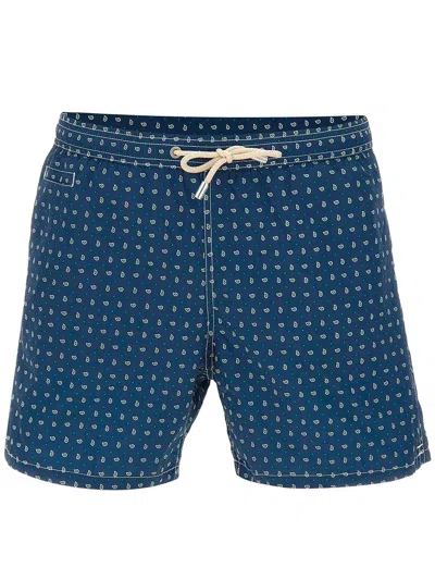 Mc2 Saint Barth Swimsuit With Paisley And Polka Dot Print In Blue