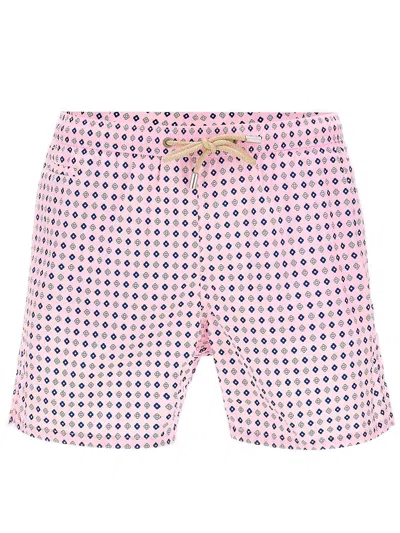 Mc2 Saint Barth Swimsuit With Paisley And Polka Dot Print In Pink